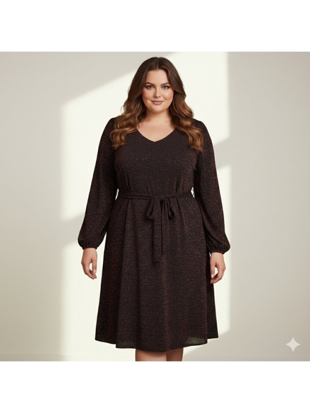 Penningtons Black Red Stretchy Glitter Long Sleeve Party Dress Size 4X Dressy